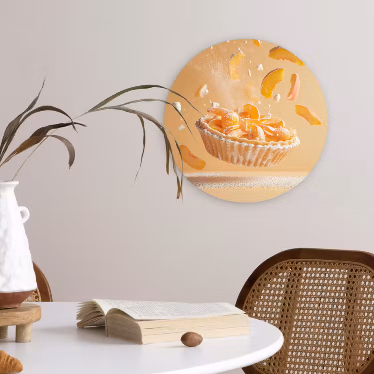Peach - Eten - Taart - Oranje Wandcirkel kunststof plaat 5mm dik klein -sfeer4