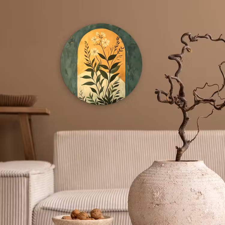 Plant - Bloemen - Wit Wandcirkel kunststof plaat 5mm dik klein -sfeer1