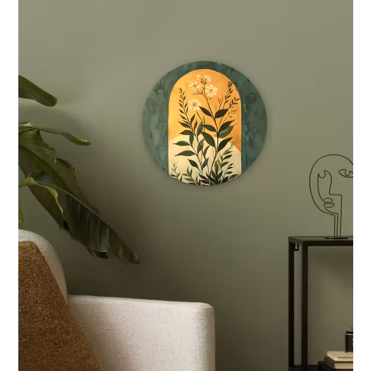 Plant - Bloemen - Wit Wandcirkel kunststof plaat 5mm dik klein -sfeer3