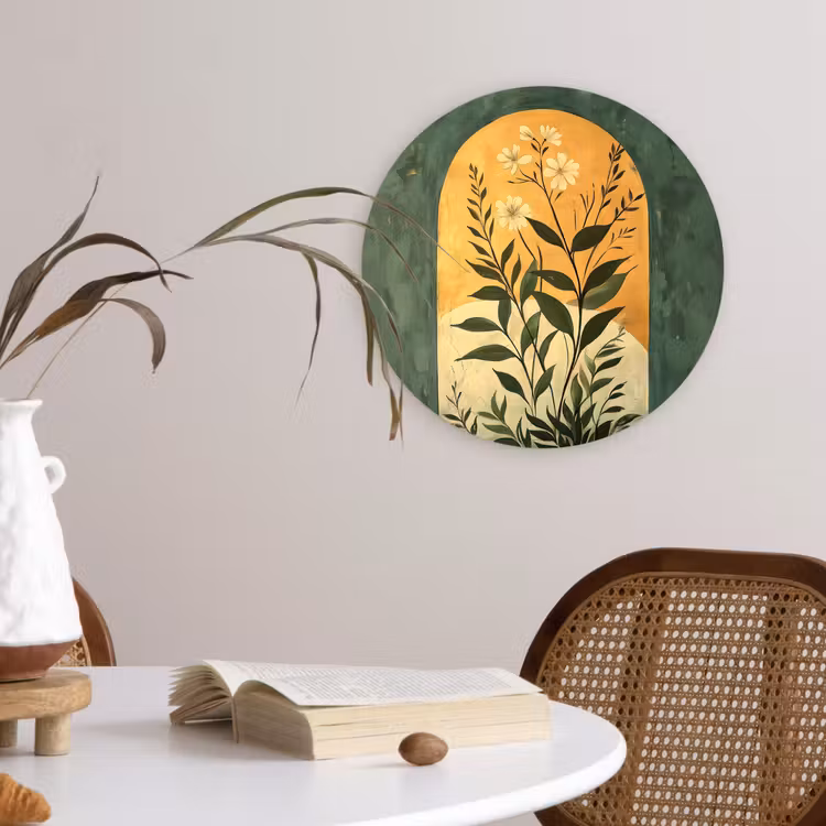 Plant - Bloemen - Wit Wandcirkel kunststof plaat 5mm dik klein -sfeer4