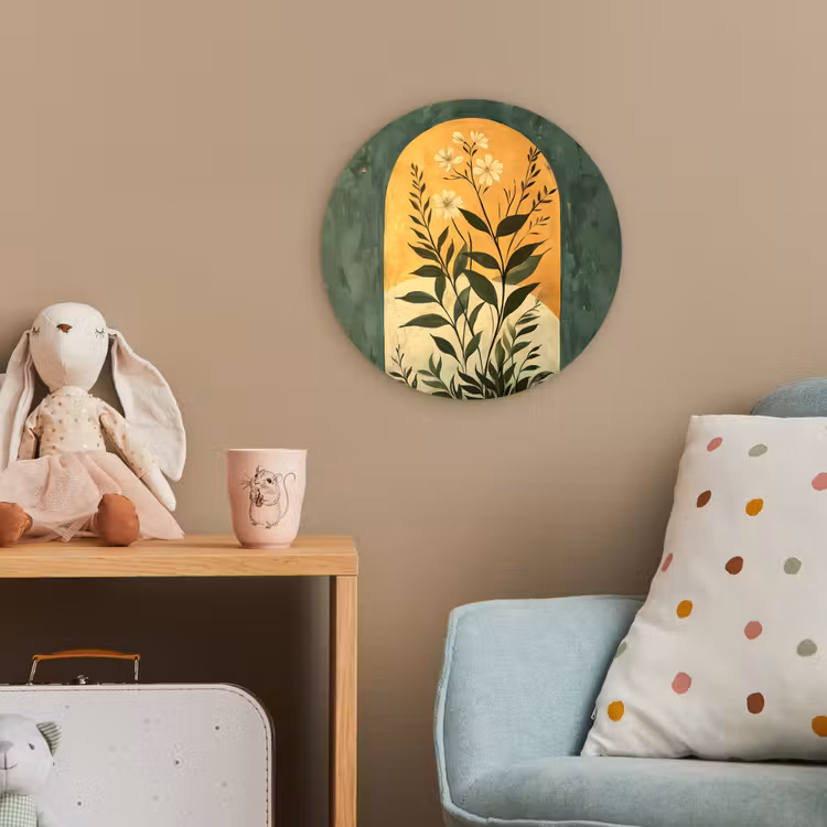 Plant - Bloemen - Wit Wandcirkel kunststof plaat 5mm dik klein -tsfeer1_kind