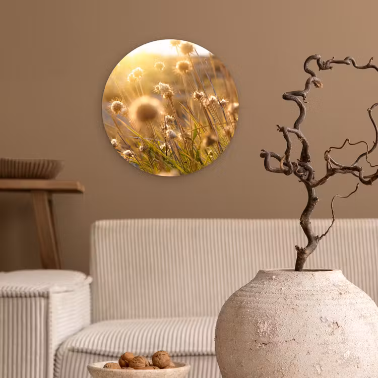 Planten - Natuur - Bloemen - Zon - Horizon Wandcirkel kunststof plaat 5mm dik klein -sfeer1