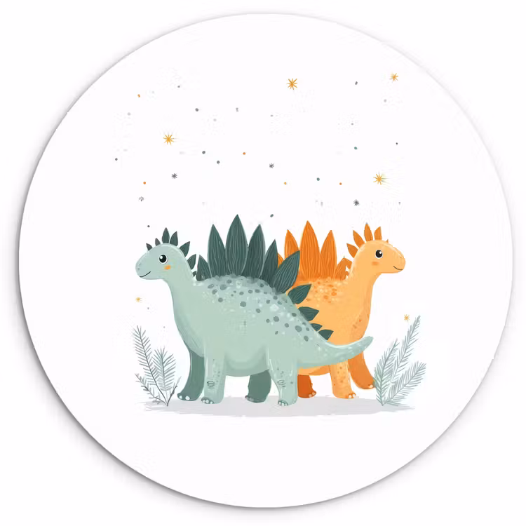 Planten - Sterren - Dinosaurussen - Oranje Wandcirkel kunststof plaat 5mm dik klein -3d