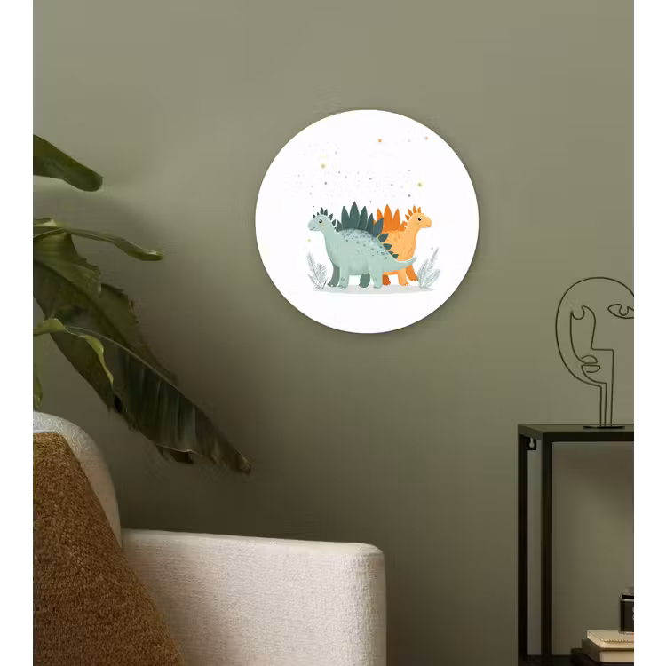 Planten - Sterren - Dinosaurussen - Oranje Wandcirkel kunststof plaat 5mm dik klein -sfeer3