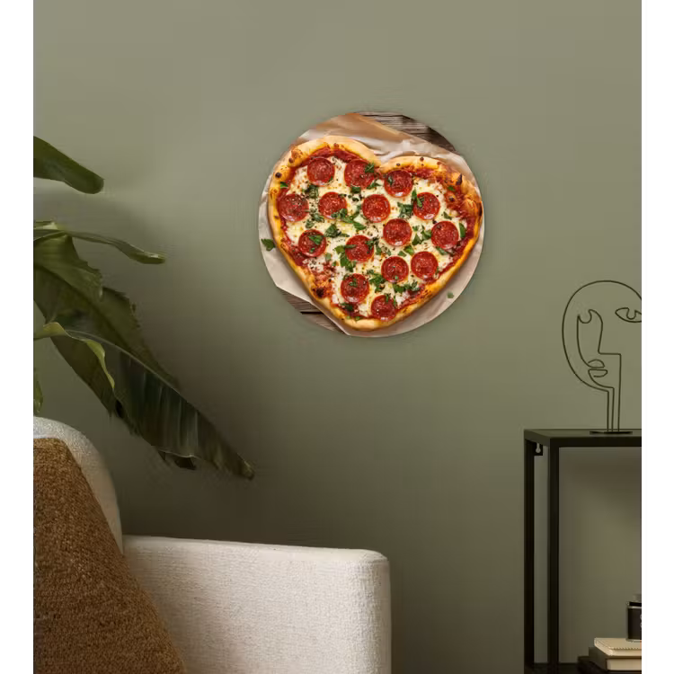 Pizza - Hart - Pepperoni - Tomaat Wandcirkel kunststof plaat 5mm dik klein -sfeer3
