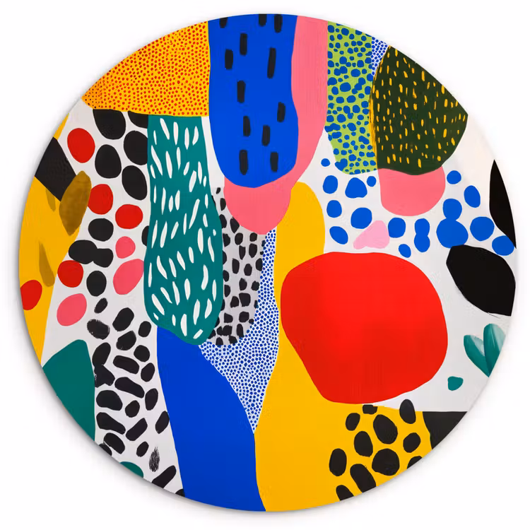 Stippen - Vormen - Modern - Kleuren Wandcirkel kunststof plaat 5mm dik klein -3d