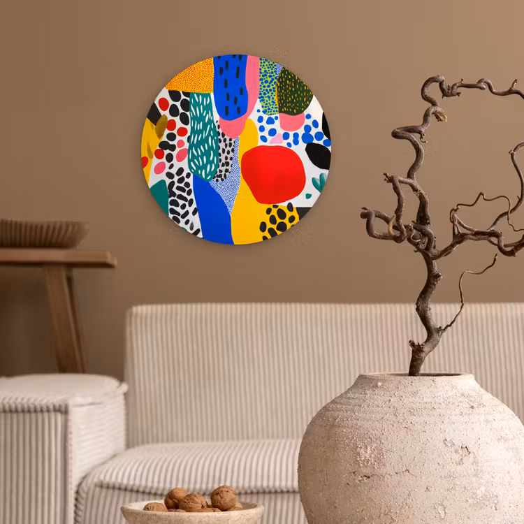 Stippen - Vormen - Modern - Kleuren Wandcirkel kunststof plaat 5mm dik klein -sfeer1