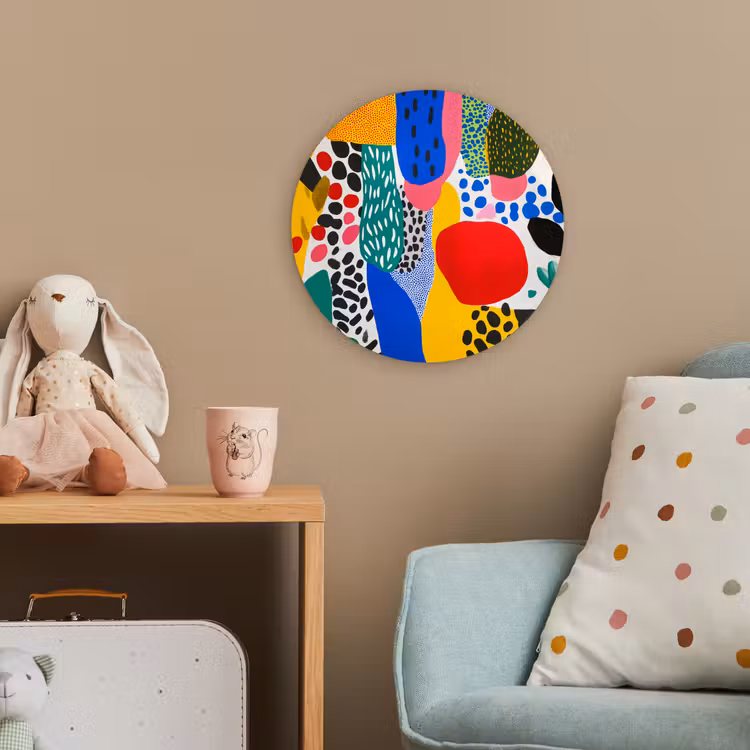 Stippen - Vormen - Modern - Kleuren Wandcirkel kunststof plaat 5mm dik klein -tsfeer1_kind