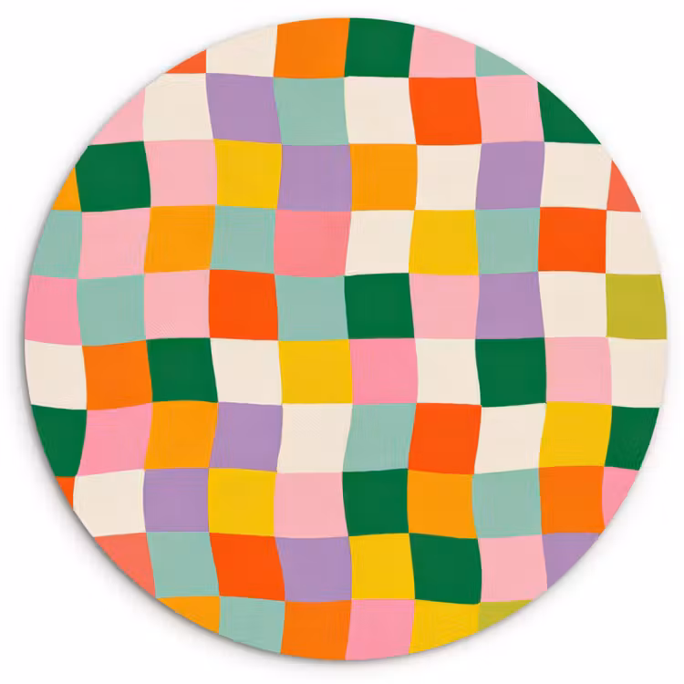 Vierkanten - Kleurrijk - Golvend Wandcirkel kunststof plaat 5mm dik klein -3d