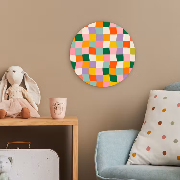 Vierkanten - Kleurrijk - Golvend Wandcirkel kunststof plaat 5mm dik klein -tsfeer1_kind