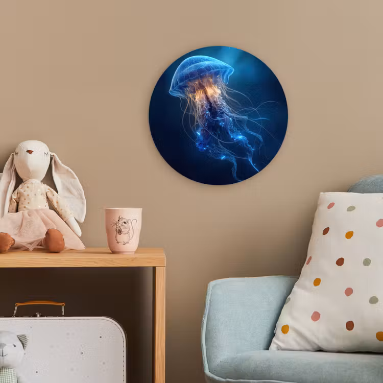 Kwal - Lichtgevend - Tentakels - Blauw Wandcirkel kunststof plaat 5mm dik klein -tsfeer1_kind
