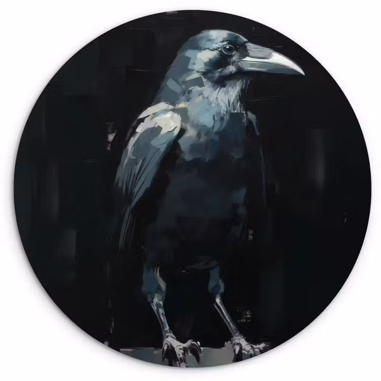 Raaf - Vogels - Zwart Wandcirkel kunststof plaat 5mm dik klein -3d