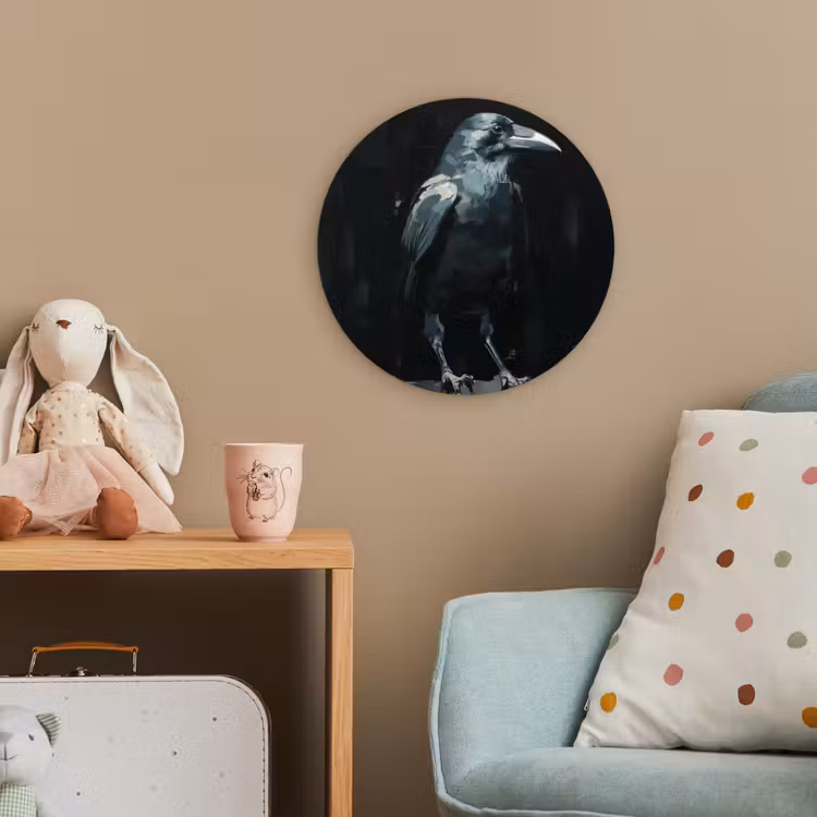 Raaf - Vogels - Zwart Wandcirkel kunststof plaat 5mm dik klein -tsfeer1_kind