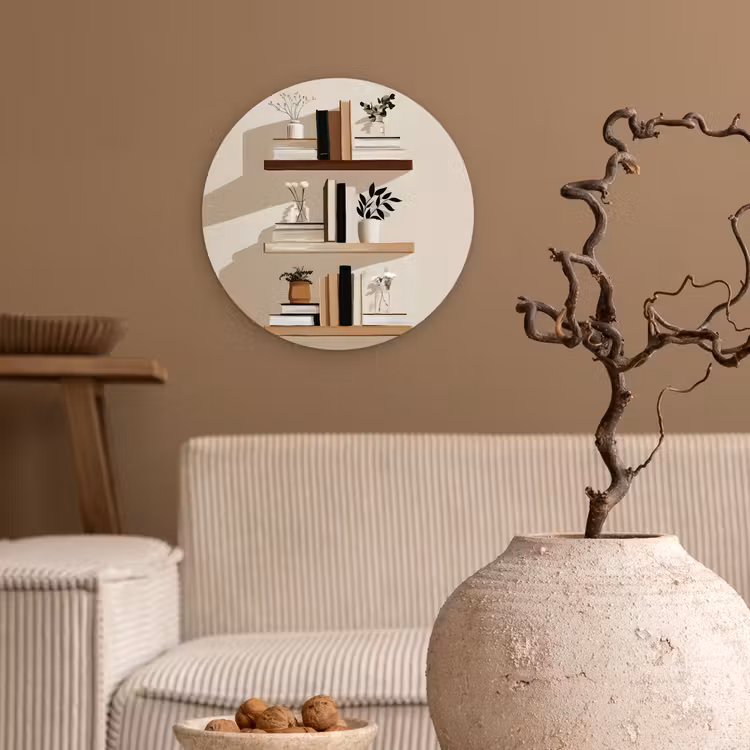 Plankjes - Boeken - Vaasjes - Planten Wandcirkel kunststof plaat 5mm dik klein -sfeer1