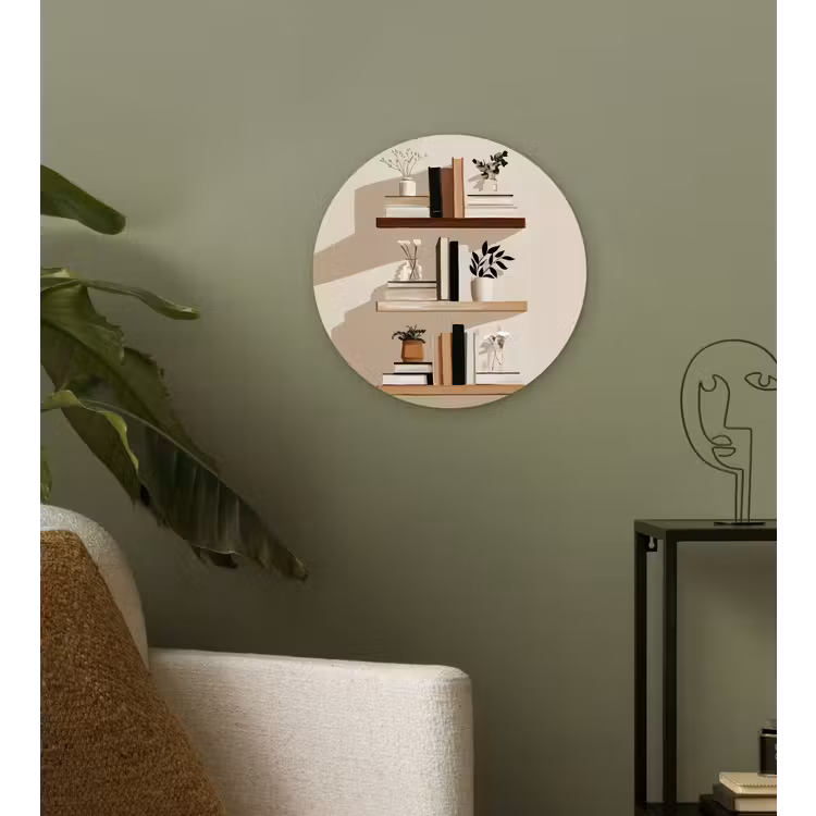 Plankjes - Boeken - Vaasjes - Planten Wandcirkel kunststof plaat 5mm dik klein -sfeer3