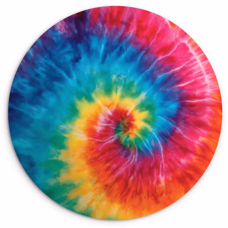 Regenboog - Tie dye - Kleurrijk - Blauw Wandcirkel kunststof plaat 5mm dik klein -3d