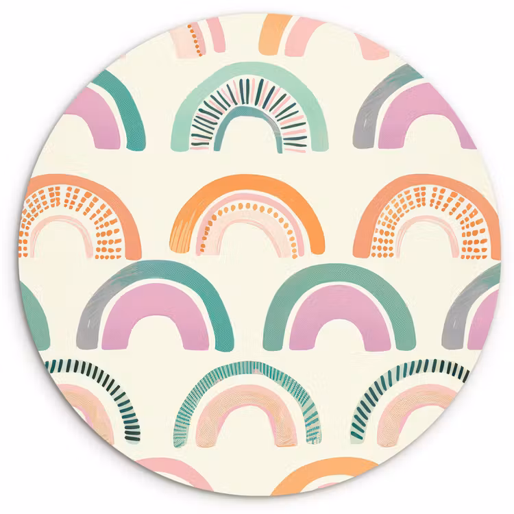 Regenboog - Pastel - Patroon Wandcirkel kunststof plaat 5mm dik klein -3d