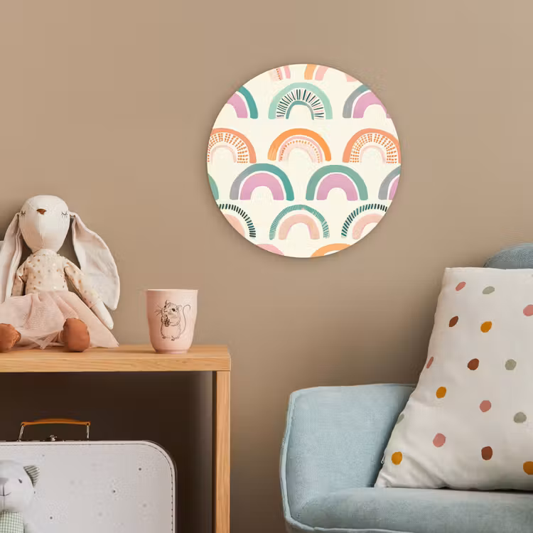 Regenboog - Pastel - Patroon Wandcirkel kunststof plaat 5mm dik klein -tsfeer1_kind