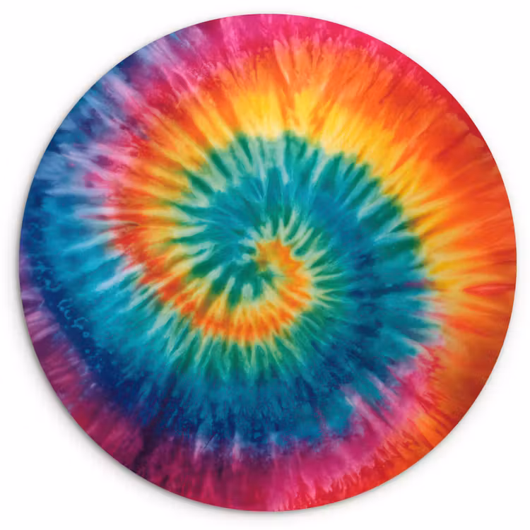 Regenboogkleuren - Tie dye - Wandcirkel kunststof plaat 5mm dik klein -3d