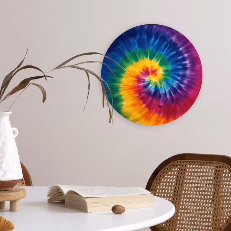 Regenboogkleuren - Spiraal - Kleurrijk Wandcirkel kunststof plaat 5mm dik klein -sfeer4