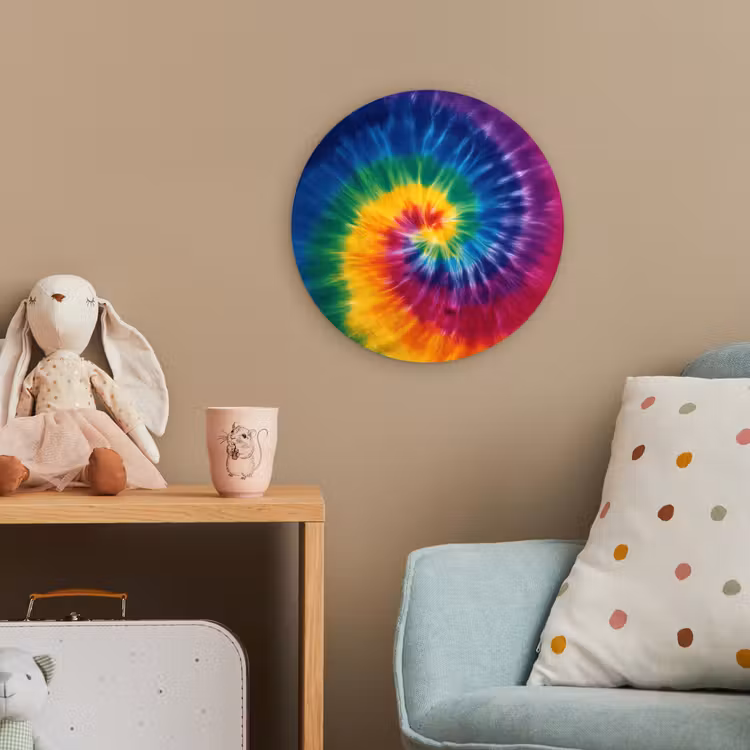 Regenboogkleuren - Spiraal - Kleurrijk Wandcirkel kunststof plaat 5mm dik klein -tsfeer1_kind