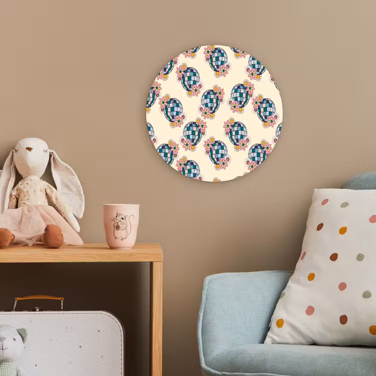 Retro - Disco - Bloemen - Discobal Wandcirkel kunststof plaat 5mm dik klein 188 -tsfeer1_kind