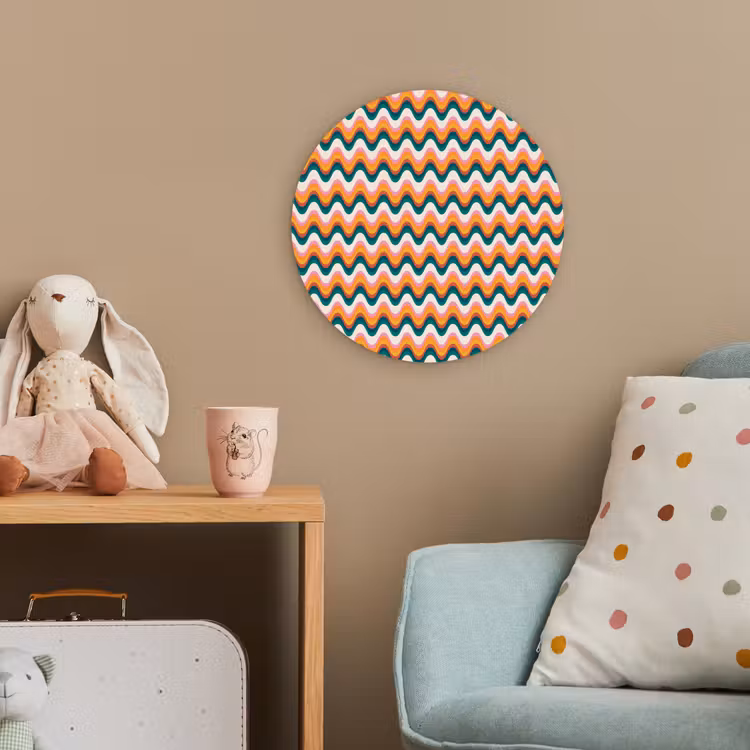 Retro - Disco - Golven - Kleur Wandcirkel kunststof plaat 5mm dik klein 188 -tsfeer1_kind