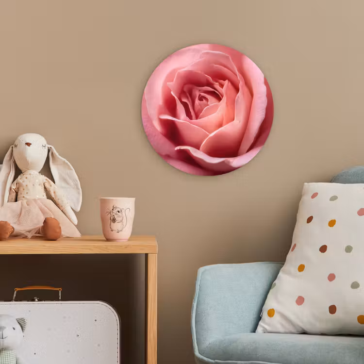 Roze - Roos - Romantisch Wandcirkel kunststof plaat 5mm dik klein -tsfeer1_kind