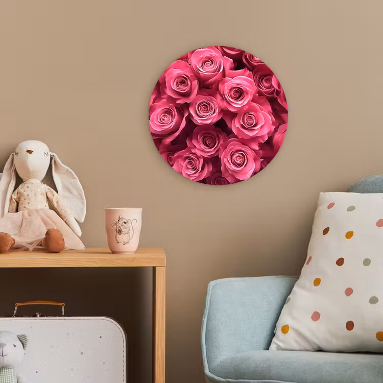 Rozen - Pink - Bloem Wandcirkel kunststof plaat 5mm dik klein -tsfeer1_kind