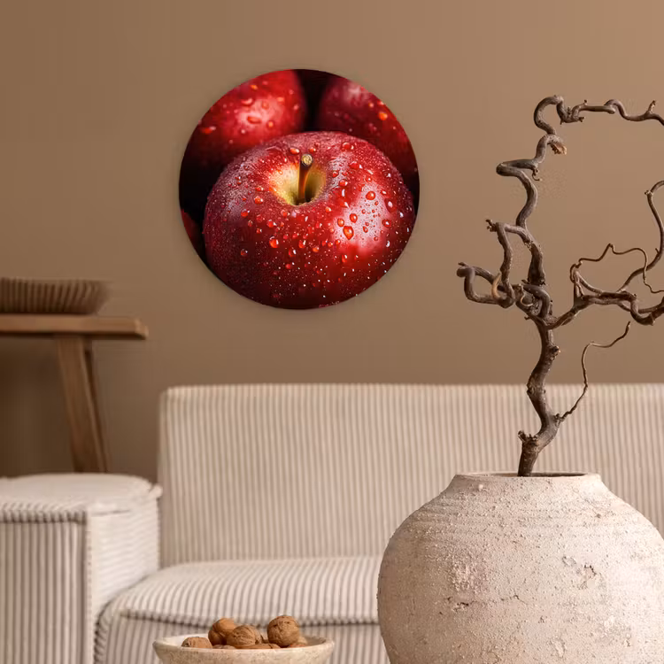 Rood - Appels - Fruit Wandcirkel kunststof plaat 5mm dik klein -sfeer1