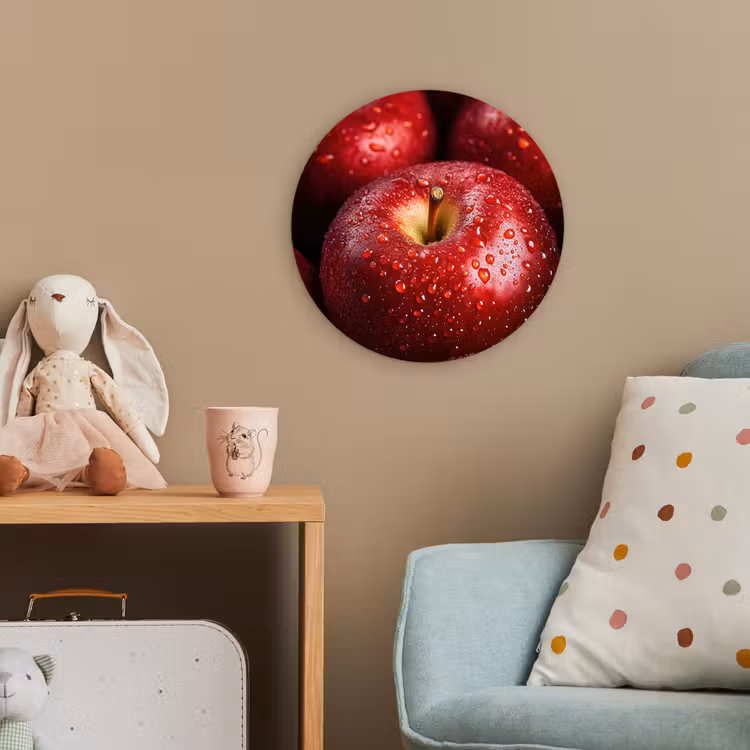 Rood - Appels - Fruit Wandcirkel kunststof plaat 5mm dik klein -tsfeer1_kind