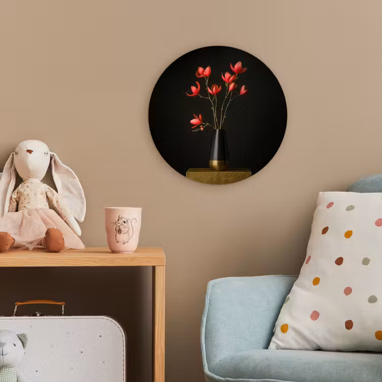 Rode - Bloemen - Vaas Wandcirkel kunststof plaat 5mm dik klein -tsfeer1_kind