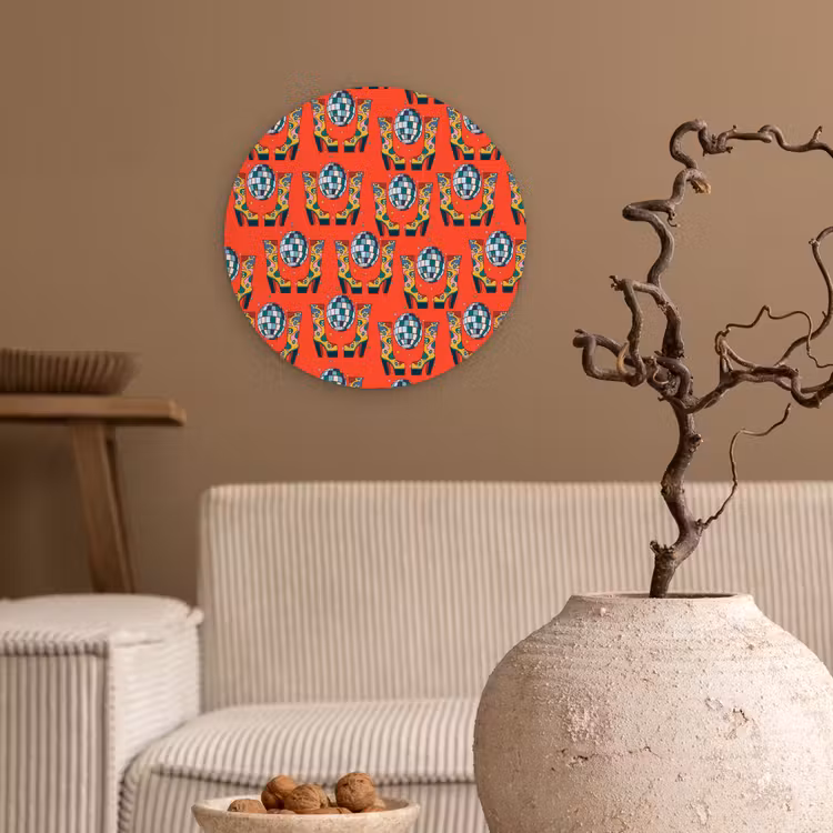 Rood - Disco - Patroon Wandcirkel kunststof plaat 5mm dik klein 188 -sfeer1