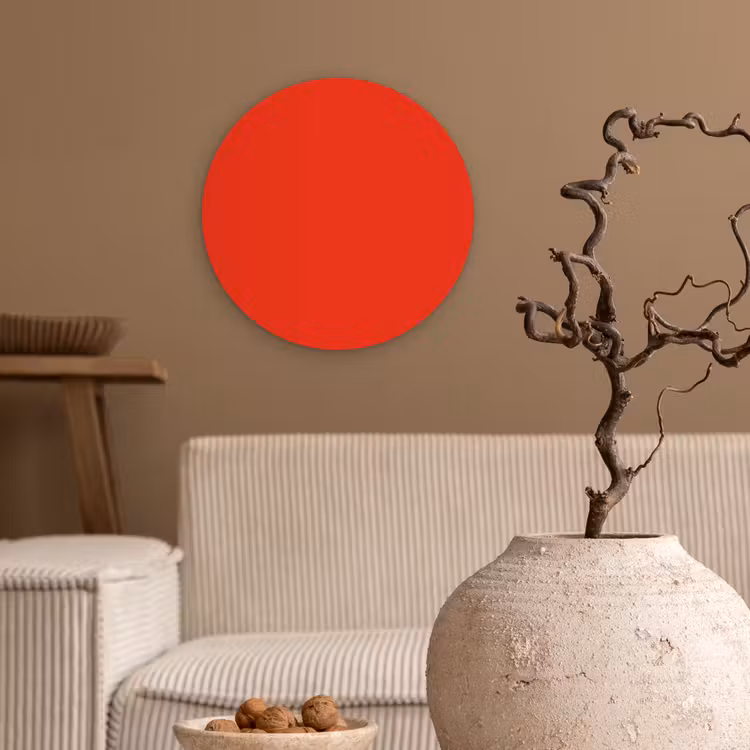 Rood - Kleur - Effen Wandcirkel kunststof plaat 5mm dik klein 188 -sfeer1