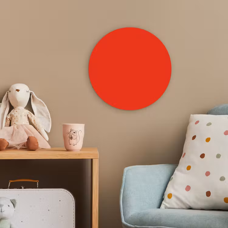 Rood - Kleur - Effen Wandcirkel kunststof plaat 5mm dik klein 188 -tsfeer1_kind
