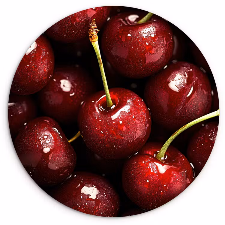 Rood - Fruit - Kersen Wandcirkel kunststof plaat 5mm dik klein -3d