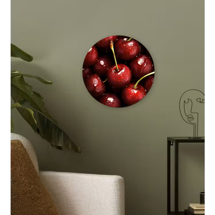 Rood - Fruit - Kersen Wandcirkel kunststof plaat 5mm dik klein -sfeer3
