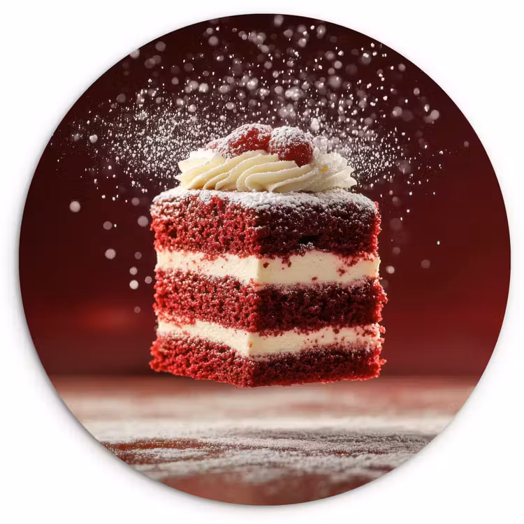 Rode - Velvet - Taart - Eten Wandcirkel kunststof plaat 5mm dik klein -3d