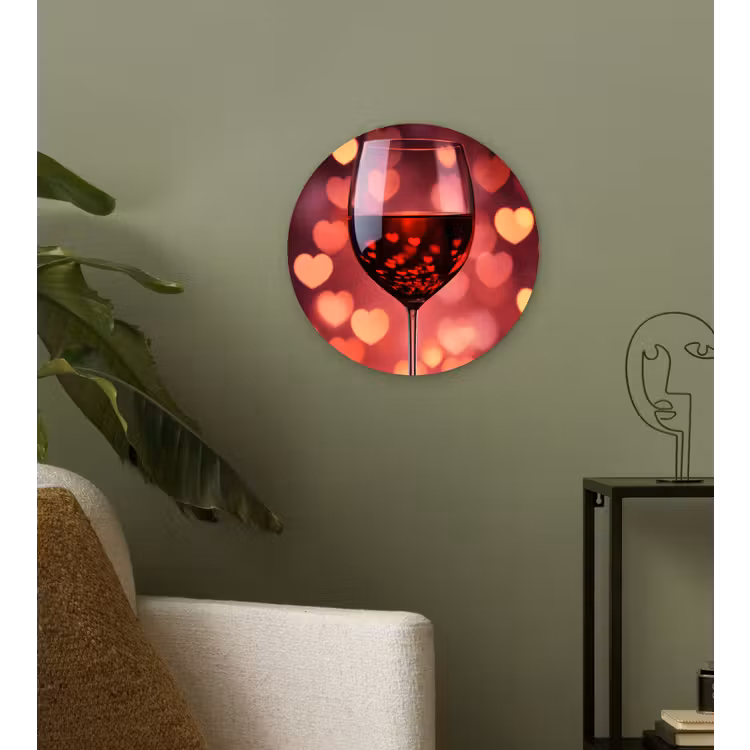 Rood - Wijn - Hartjes Wandcirkel kunststof plaat 5mm dik klein -sfeer3