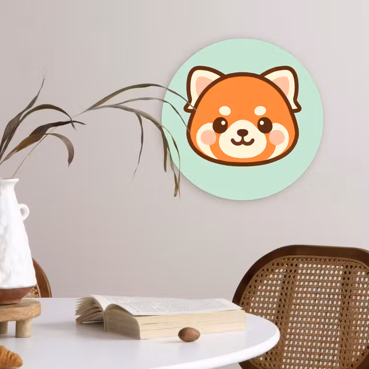 Rode panda - Groen - Cartoon Wandcirkel kunststof plaat 5mm dik klein -sfeer4