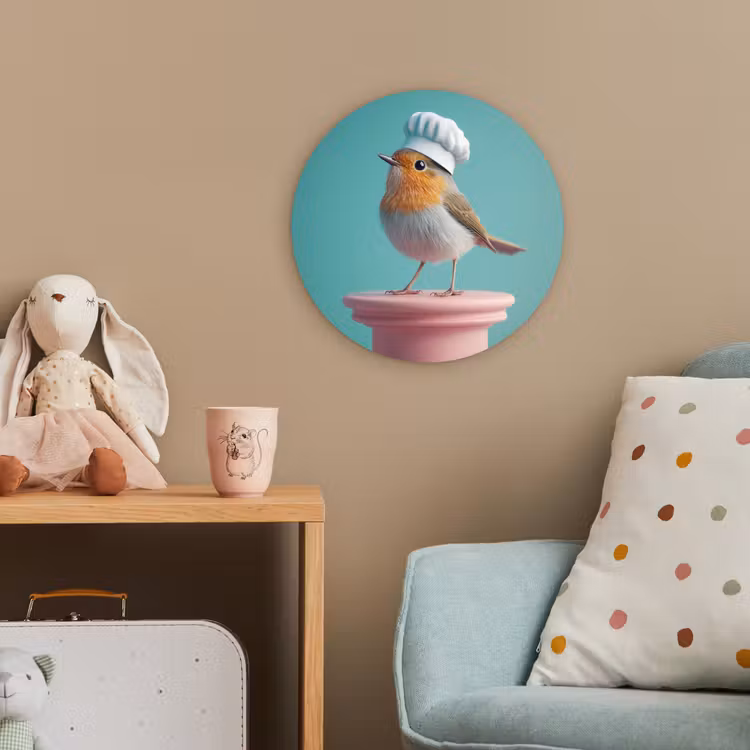 Roodborstje - Vogel - Koksmuts - Sokkel Wandcirkel kunststof plaat 5mm dik klein -tsfeer1_kind