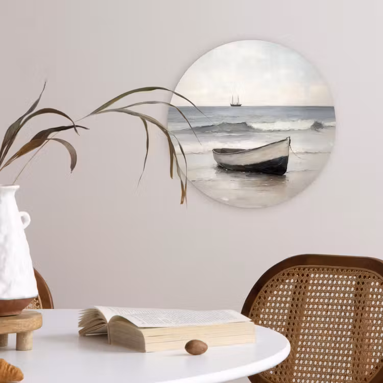 Roeiboot - Zee - Horizon Wandcirkel kunststof plaat 5mm dik klein -sfeer4