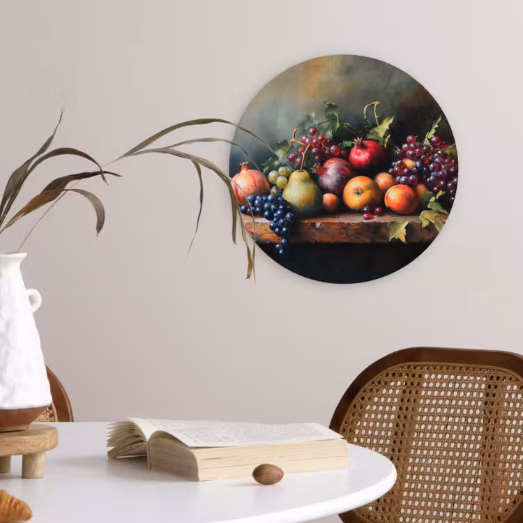 Rustiek - Stilleven - Fruit Wandcirkel kunststof plaat 5mm dik klein -sfeer4