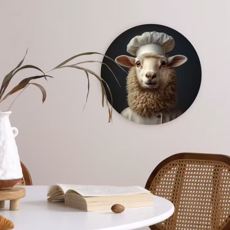 Schaap - Wol - Kok Wandcirkel kunststof plaat 5mm dik klein -sfeer4