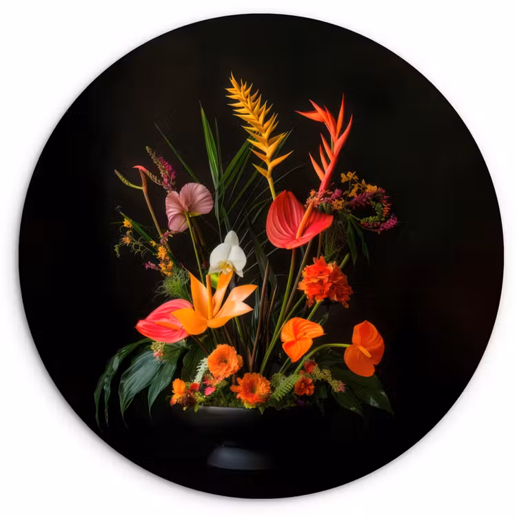 Schaal - Boeket - Bloemen Wandcirkel kunststof plaat 5mm dik klein -3d