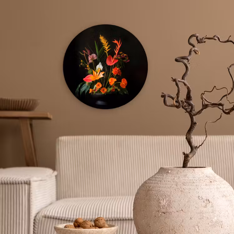 Schaal - Boeket - Bloemen Wandcirkel kunststof plaat 5mm dik klein -sfeer1