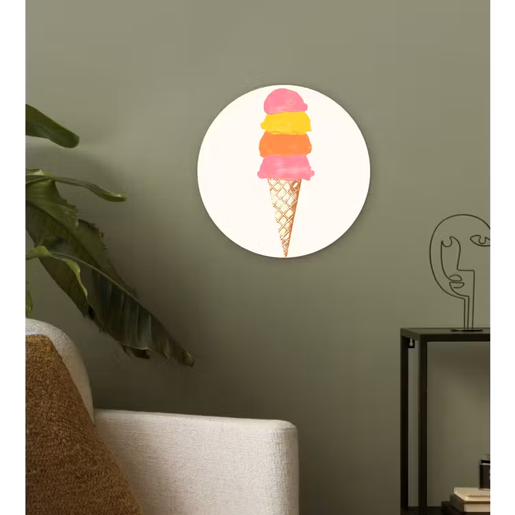 Schepijs - Hoorntje - Illustratie - Minimalistisch Wandcirkel kunststof plaat 5mm dik klein -sfeer3