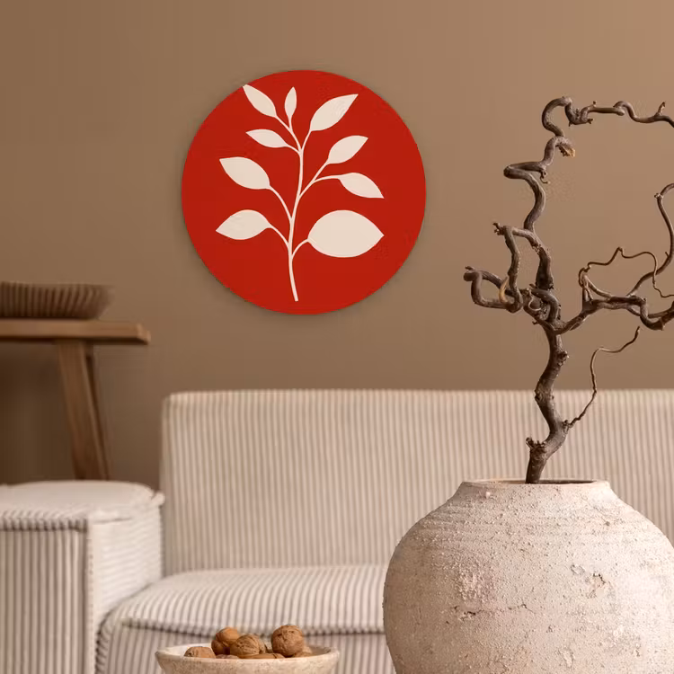 Silhouet - Bladeren - Tak Wandcirkel kunststof plaat 5mm dik klein -sfeer1