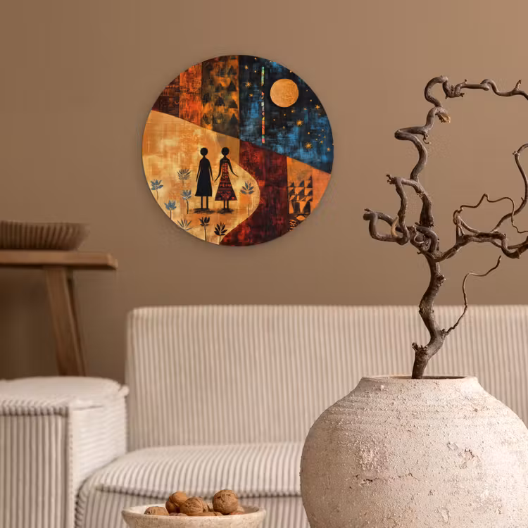 Silhouetten - Abstract - Zon - Maan Wandcirkel kunststof plaat 5mm dik klein -sfeer1