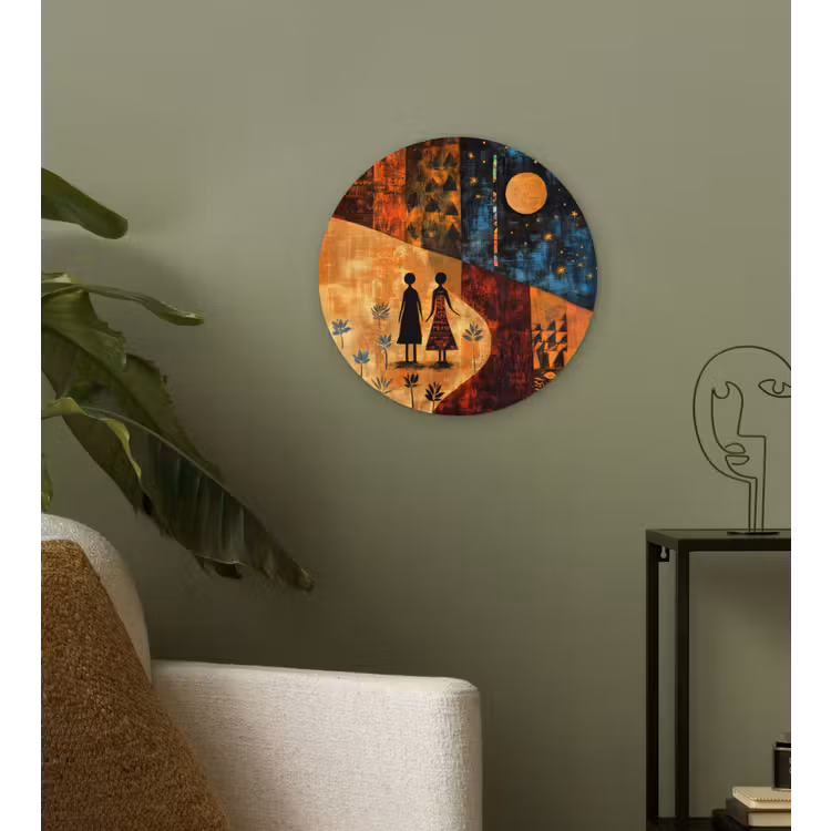 Silhouetten - Abstract - Zon - Maan Wandcirkel kunststof plaat 5mm dik klein -sfeer3